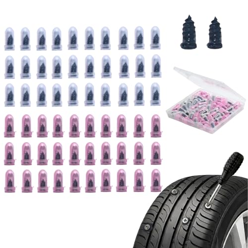 60Pcs Tire Repair Screws Rubber Nails, Tubeless Tire Repair Kit with Sealant Layer, Dual Size Heavy Duty Self-Service Tire Plugs for Car, Motorcycle, Truck, Flat Tire Puncture Emergency Repair