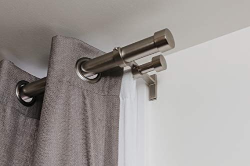 Umbra Cappa, 1-1/4” Front and ¾” Back Double Drapery Rod for Windows - 72 to 144” Double Drapery Rod, Nickel by Umbra - Image 4