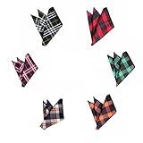 Hello Tie Men's Grid Cotton Pocket Squares Handkerchiefs 6pcs/set