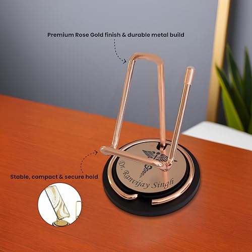 Image of SAVRI Personalized Mobile Stand - Customized with Name, & Company Logo |Desk Phone Holder for Office & Home | Corporate Branding Gifts, Employee Kit, Business Promotion & Personal Gifting - Pack of 2