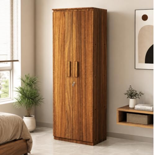 Image of COUCH CULTURE Mono Engineering Wood 2 Door Wardrobe | Almirah for Clothes Wooden | Wardrobe Organizer for Clothes | Multipurpose Almirah for Storage Bedroom | 1 Year Warranty - Leon Teak Finish