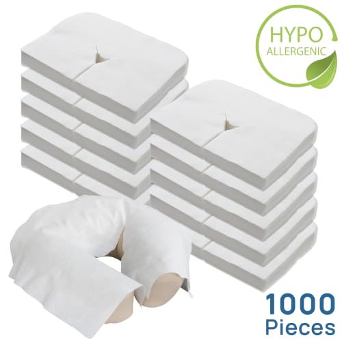 Image of EARTHLITE Flat Disposable Face Cradle and Headrest Covers, 1000-Pack, Medical-Grade, Ultra Soft, Luxurious, Non-Sticking for Massage Tables & Chairs, White