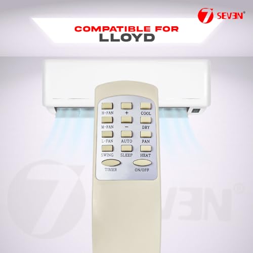Image of 7SEVEN Compatible with Lloyd AC Remote Control Model 54D Suitable for Split and Window 1 1.5 2 Ton Air Conditioner Remote - Match Each Keys Exactly to Replicate Genuine Remote Function