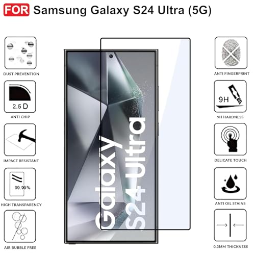 Image of Tempered Glass Screen Protector for Samsung Galaxy S24 Ultra With Installation Kit