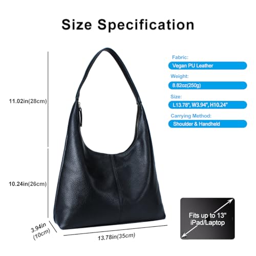 Bolso Hobo para mujer en PU cuero suave con cierre miniatura 6