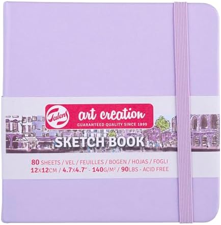 Talens Art Creation T9314-134M 452329 Talens Art Creation Sketchbook, Drawing Notebook, 4.7 x 4.7 inches (12 x 12 cm), Pastel Violet