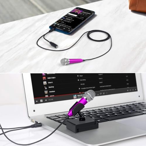 Image of Mini Portable Vocal /Instrument Microphone For Mobile phone laptop Notebook iPhone Sumsung Android With Holder Clip - Rose Red