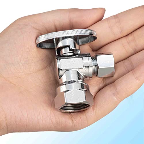 (10 Pack) Sicoince Toilet Shut Off Valve Angle Stop Valve Sink Brass, Inlet 1/2 Inch Thread, Outlet 3/8 Inch Compression #TOP5