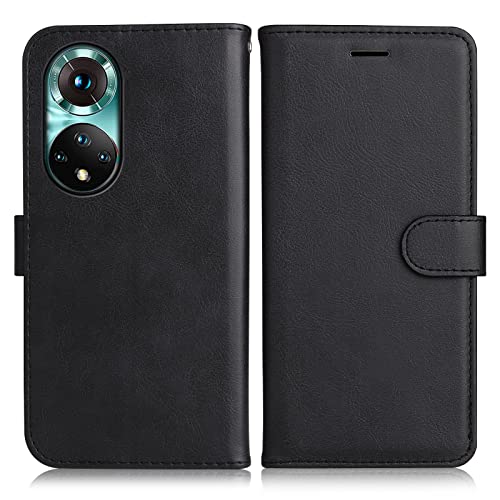DENDICO Hülle für Huawei Honor 50 5G / Huawei Nova 9, PU Leder Brieftasche Handyhülle, Flip Tasche TPU Schutzhülle mit Kartenfach für Huawei Honor 50 5G / Huawei Nova 9, Schwarz