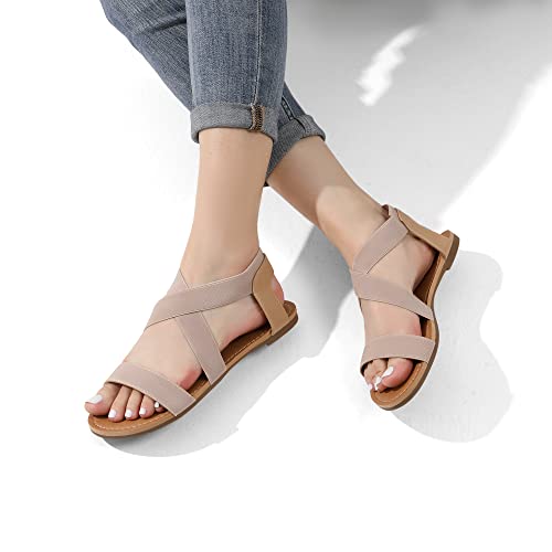 image for DREAM PAIRS Women's Elastic Ankle Strap Flat Sandals Summer Dressy Sho