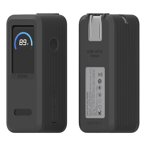 SIKAI CASE Silicone Case for Anker Prime Power Bank 9,600mAh 65W Raised Edges Design for AC Plug Integrated Dust Plug Precise Opening Compatible with Anker 65W Prime Power Bank Protective Case (Black)