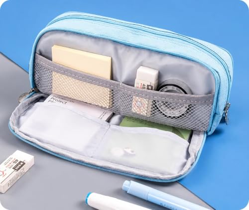 Image of WORSHIPER Big Capacity Pencil Pen Case Bag with Zipper Office College School Storage Large Capacity Bag Pouch Holder Box Organizer Colorful (Special - Aqua)
