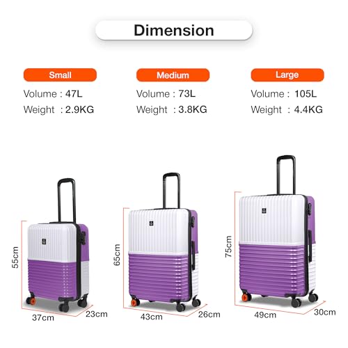 Image of Nasher Miles Istanbul Hard-Sided ABS and PC Cabin Luggage 20 inch | 55cm | 8 Wheels Small Trolley Bag for Travel | Suitcase (White Purple)