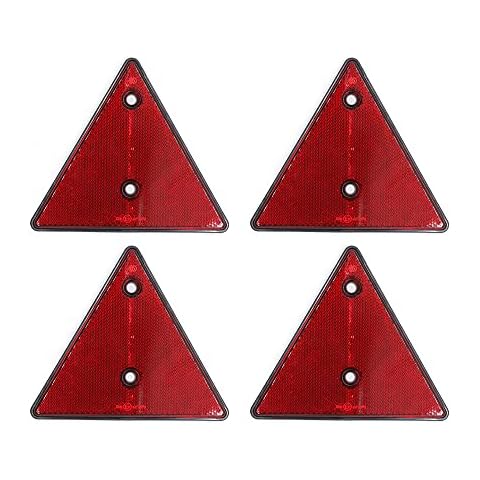 AOHEWEI 4 x Red Rear Reflectors Triangle Reflective Trailer Screw Fixing Triangle Rear Reflectors For Caravan Gate Posts Tractor Truck Boat Walls Cover