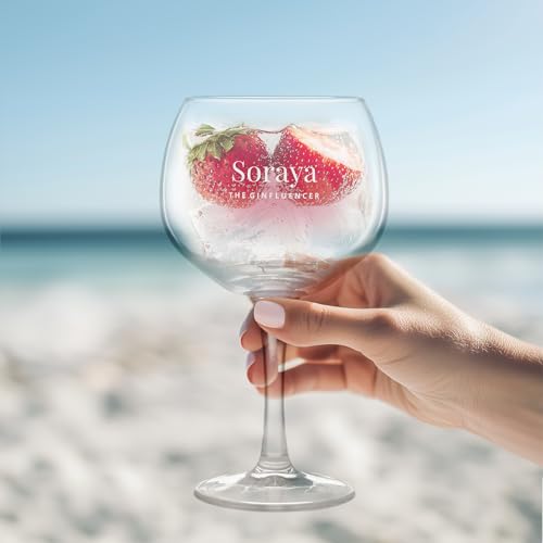 Gin Tonic Glas mit Gravur Personalisierbar mit Namen - Gin Tonic Glas Graviert mit Namen: Personalisierbar mit Text, Verschiedenen Designs und Schriftarten (1)