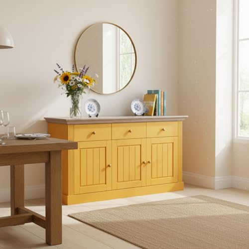 Image of APRODZ Solid Wood Alegre Sideboard Storage Cabinet for Living Room | Sunset Orange