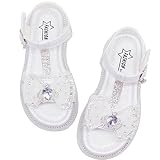 Tounsol Girls Sequin Glitter Princess Sandals Dress Crystal Summer Shoes for Big Kids elegant white
