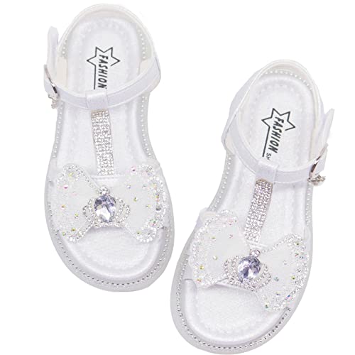 Tounsol Girls Sequin Glitter Princess Sandals Dress Crystal Summer Shoes For Big Kids Elegant White Size 4 #TOP30