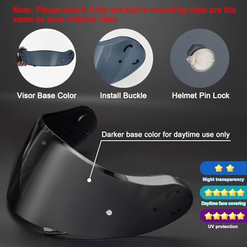 Image of PSLER Shatterproof Motorcycle Helmet Visor for Neotec 2 CNS-3,Deep Smoke