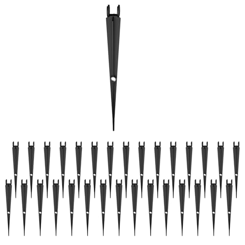 MIXC 30 Pack 1/4 Inch Drip Irrigation Stakes, Plastic 1/4 Drip Irrigation Tubing Stakes for Secure Tubing Fixation, Garden Hose Support Stakes for Vegetable Flower Beds Lawn Supplies