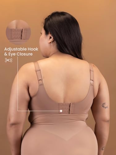 Image of Krvvy Premium Plus Size Super Supportive Bra | Full Coverage for Heavy Bust | Wireless Bra for Saggy Breast Support, Removable Cups, Wide Straps and Seamless Everyday Padded Bra 4 Hook Closure