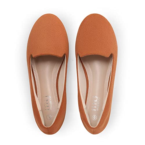 Musshoe Flats Shoes Women Comfortable Round Toe Memory Foam Women's Flats, Tan2 8 #TOP1