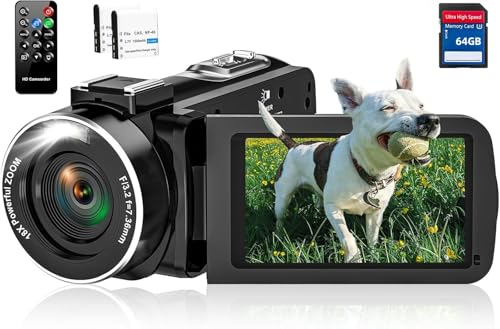 Amazon | ビデオカメラ 4K30FPS 75MP 18Xデジタルズーム LEDフィル