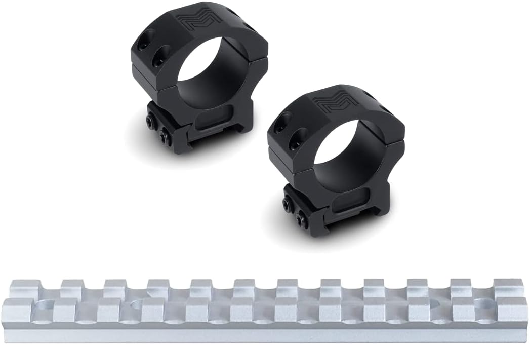Monstrum Picatinny Rail Mount for Ruger 10/22 | Silver | Precision Picatinny Scope Rings | 1 inch Diameter/High Profile | Bundle