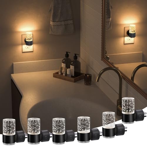 Image of NIORSUN Night Light Plug into Wall, Dimmable Nights Lights with 3 CCT & 5 Brightness Levels, Slim Acrylic Plug in Night Light, Auto Dusk to Dawn Sensor for Stairs, Hallway, Bathroom(6 Pack, Black)