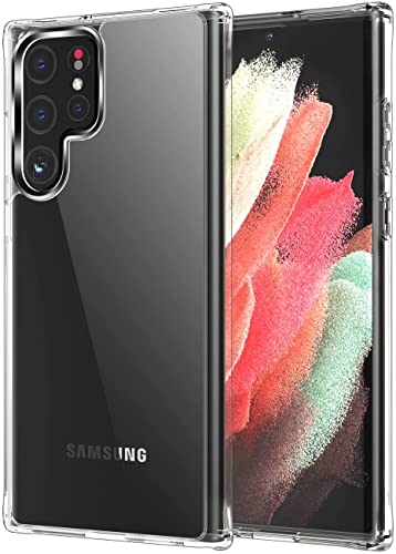 iCatchy Funda compatible con Samsung Galaxy S22 Ultra, antiarañazos, parte trasera transparente a prueba de golpes Cover