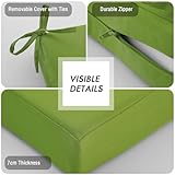 PRIMEPATIO Outdoor Chair Seat Cushions Set of 2, Thick 7cm, Rattan Garden Waterproof Cushions for Outdoor Furniture with Ties, Patio Dining Chair Pads, 45 x 45cm, Green - Image 7