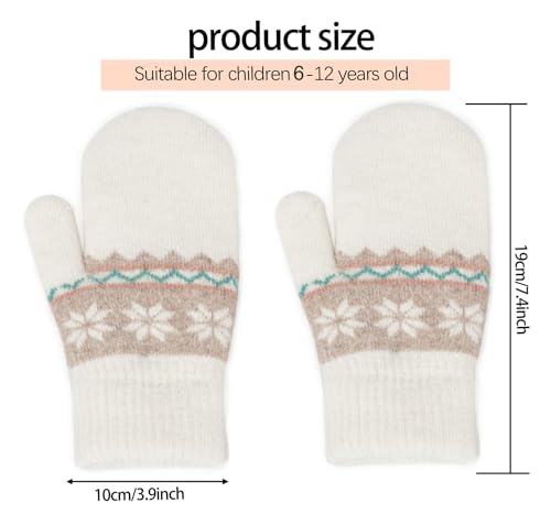 Toddlers Stretchy-Winter-Knit-Mittens Girls-Boys Soft-Warm-Snowflake Outdoor-Gloves for 5-10Years2