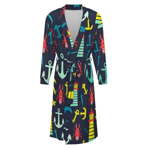 Red Lobster Lighthous Soft Robe Long Sleeve Bathrobes V Neck Sleepwear Spa Robes with Belt Men Woman4