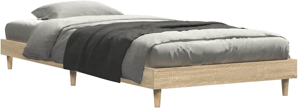 vidaXL Bed Frame without Mattress Sonoma Oak 75 x 190 cm Wood Material