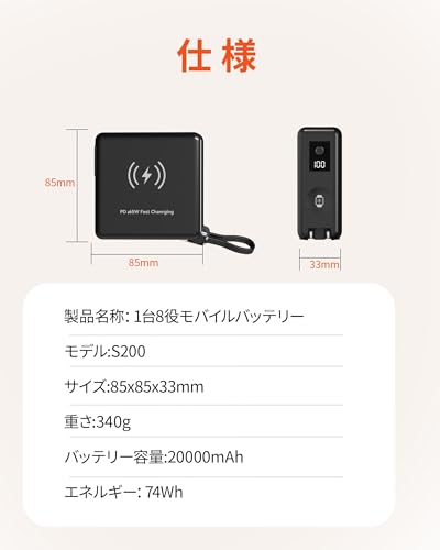 Raydyn PD65W コンセント一体型モバイルバッテリー 20000mAh PD3.1 S200 の商品画像 7