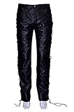  Smart Range Leather Laced 501 Hommes Noir Vrai Véritable Cache Cuir Moto Biker Jeans Pantalon (38\