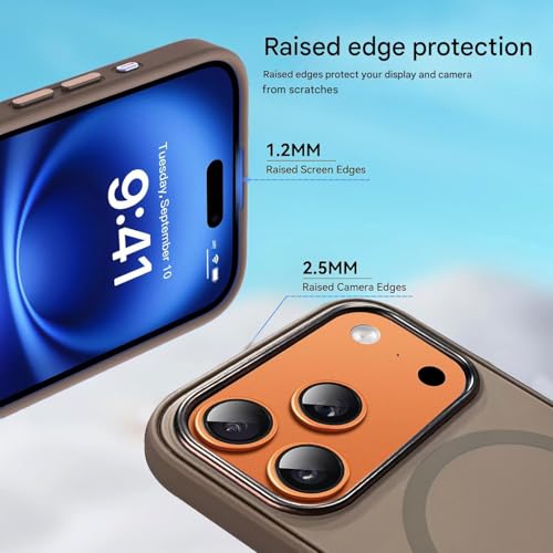 Image of Elzzi Magnetic for iPhone 17 Pro Max Case (2025)(Compatible with MagSafe)(Military Grade Drop Protection) Matte Shockproof with Anti-Fingerprint Phone Cover, 6.9''|Brown