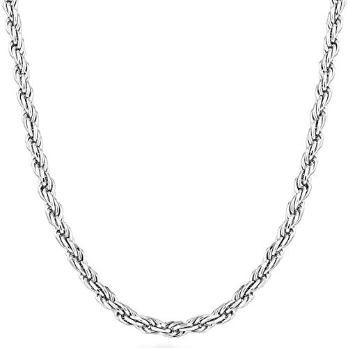 Verona Jewelers 925 Sterling Silver Necklace Men's Diamond-Cut Rope Chain 3.3MM- Solid 925 Italian Necklace, Men and Women, Silver chain Necklace, Silver Jewelry made in italy2