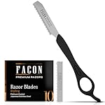 Facón Hair Razors for Cutting Hair - Professional Hair Styling Razor Kit with 11 Replacement Blades, Stainless Steel Hair Cutting Tool for Salon & Home, Premium Hair Thinning Texturizing Faether Razor