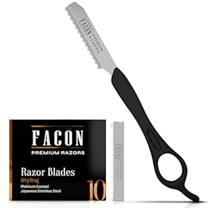 Facón Hair Razors for Cutting Hair – Professional Hair Styling Razor Kit with 11 Replacement Blades, Stainless Steel Hair Cutting Tool for Salon & Home, Premium Hair Thinning Texturizing Faether Razor