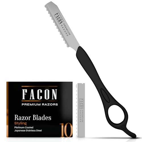 Facón Hair Razors for Cutting Hair – Professional Hair Styling Razor Kit with 11 Replacement Blades, Stainless Steel Hair Cutting Tool for Salon & Home, Premium Hair Thinning Texturizing Faether Razor