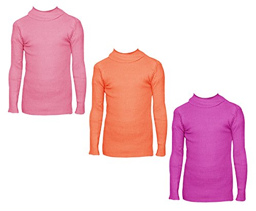 Image of IndiWeaves Boys Wool Warm High Neck Full Sleeves Skivvy Sweater for Winter (Pack of 3) Pink::Orange::Magenta