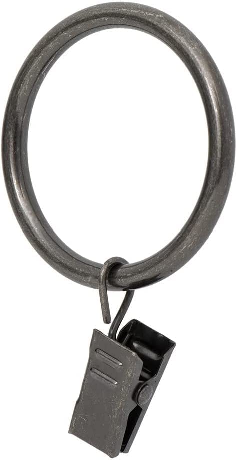 Image of Ivilon Drapery Curtain Clip Rings - Clips Ring for Curtain Panels 1.7 inch, Set of 14 - Pewter