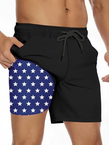 Men Swimsuit Bathing Suit Swim Trunk Quick Dry Beach Shorts with Compression Liner