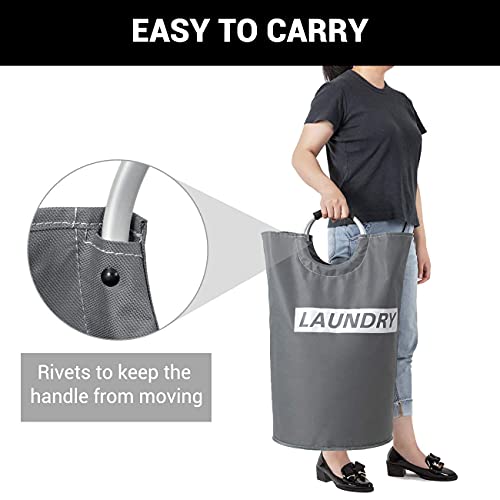 Zero Jet Lag 82L Large Laundry Basket Collapsible Fabric Laundry Hamper Bag Foldable Laundry Bag With Handles Waterproof Washing Clothes Bin Bag Dirty Cloth Storage Hamper Bag (Grey And Silver, L) #TOP6