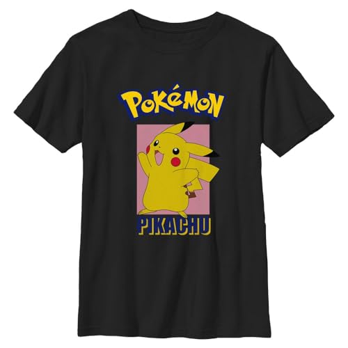 Pokemon Camiseta de Manga Corta para niños Japonesa Pikachu Pose, Negro, Large