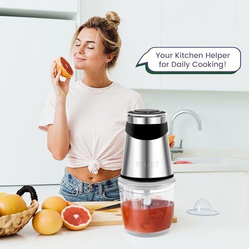 BUMET Electric Food Processor Vegetable Chopper 500W with 2.5 Cup Glass Bowl and Stainless Steel 4 Blades Cutter Mini Food Chopper for Home Use, Mincing, and Puree for Kitchen Aid, Baby Food by BUMET - Used condition - Image 8