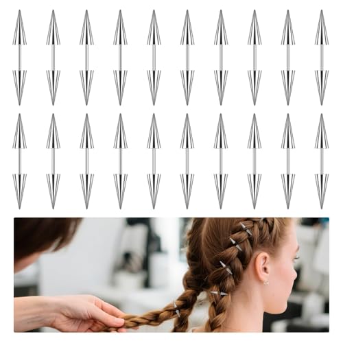 20 Pinzas para cabello punk góticas plateadas miniatura 1