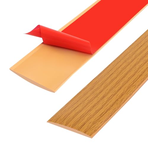 Tira de umbral de PVC de 400cm, tiras de transición de piso, tiras de cubierta de piso laminado, tira divisoria de puerta de piso autoadhesiva (4cm, 400cm- grano de madera amarillo)