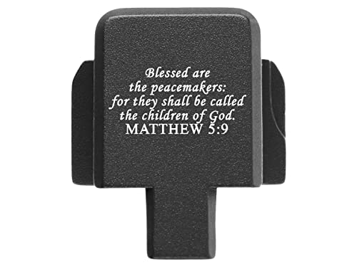 NDZ Performance Rear Slide Cover Plate for Sig P320 Series 9mm .40 .357 .45 ACP Laser Engraved Anodized Aluminum in Black, Made in the USA - Bible Matthew 5:9